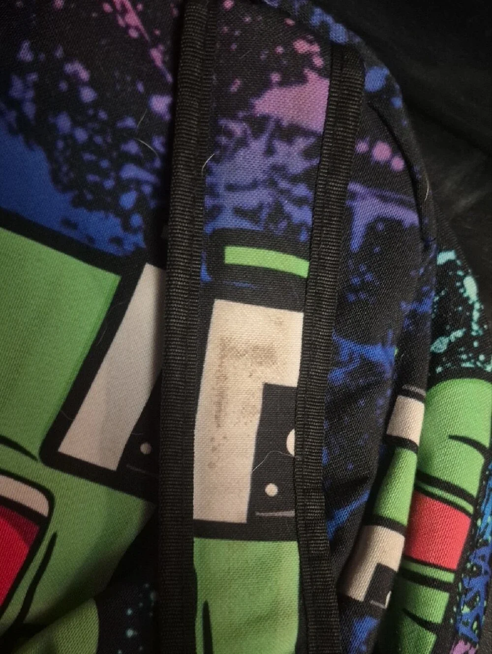 Kids Green Graphic Character Backpack with Splash Print